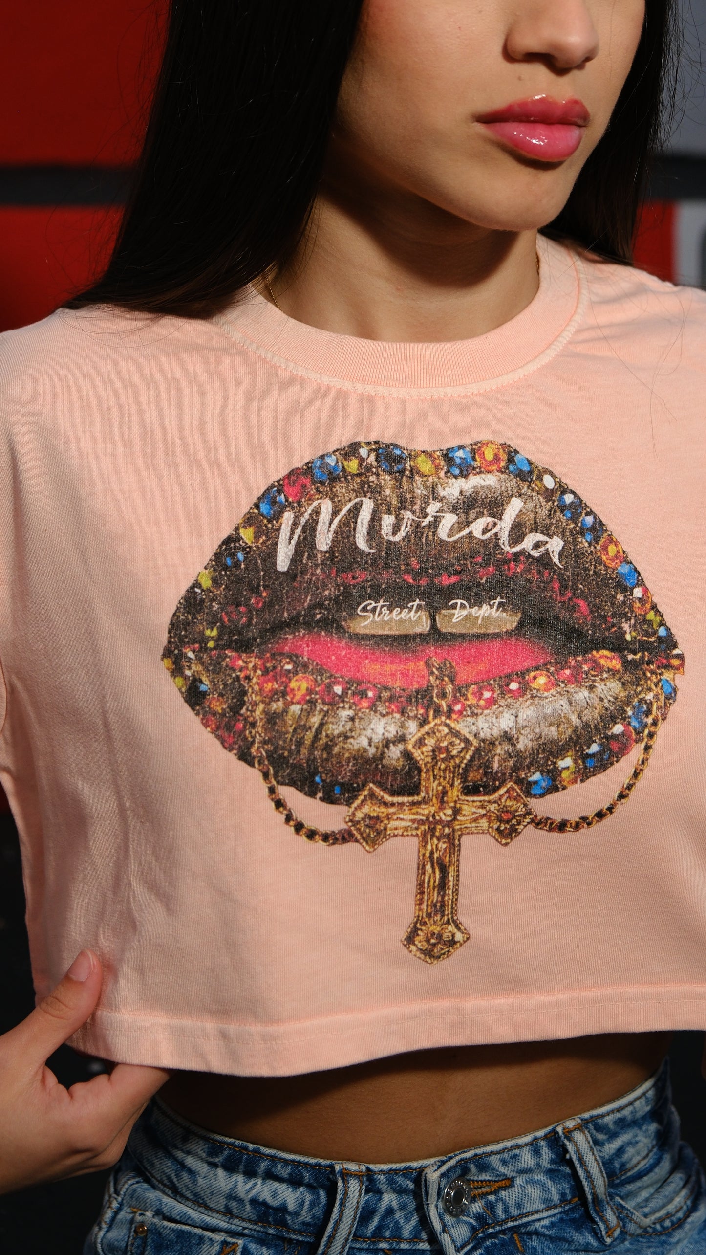 Mvrda Crop top “Diamonds Lips”
