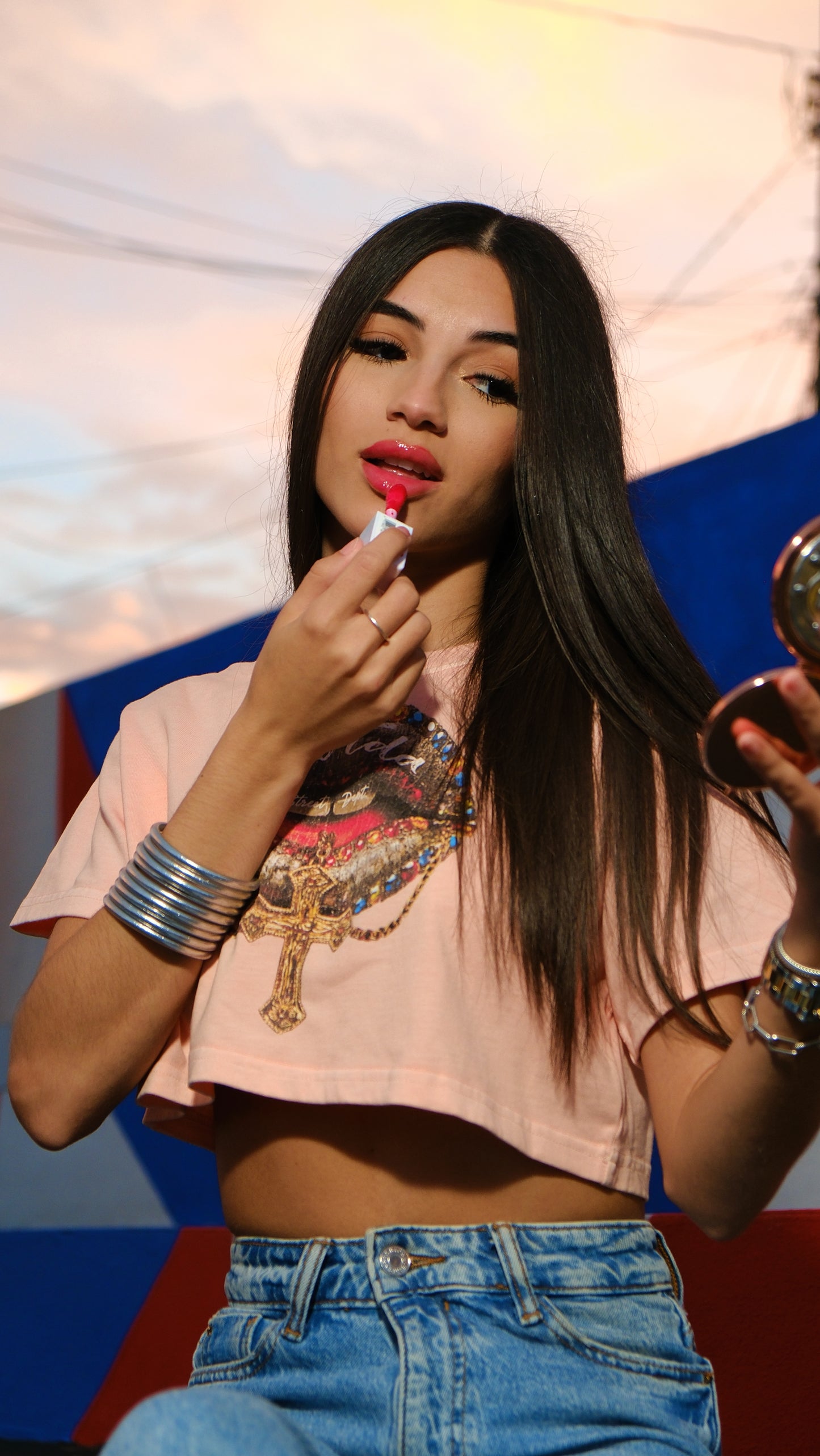 Mvrda Crop top “Diamonds Lips”